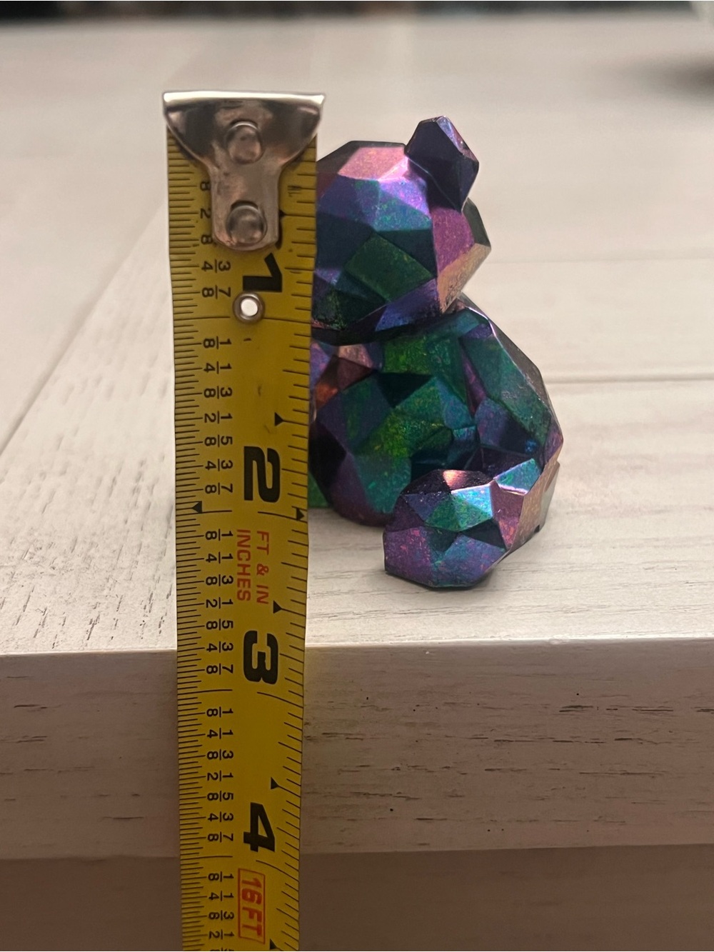 Holographic Resin Small Bear Figurine - Purple Green Blue - Picture 5 of 5